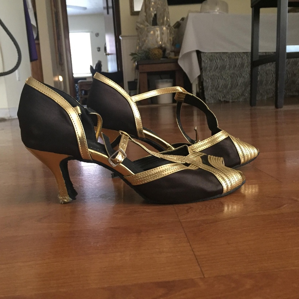 Black Gold Salsa Latin Dance Shoe 8.5